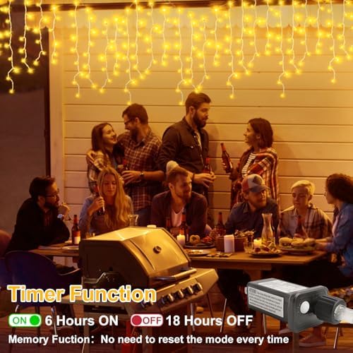 400 LED Warm White Icicle Christmas Lights, 38.8FT, Remote, Timer, 8 Modes - Image 5