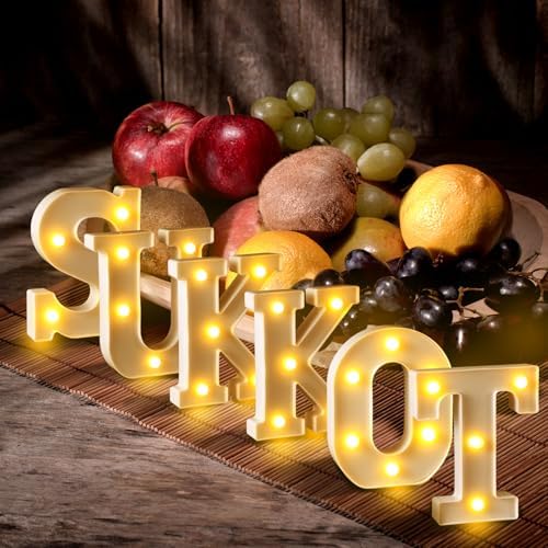 Honoson 6 Pcs Happy Sukkot Party Decoration Sukkah LED Lights Sign - Image 5