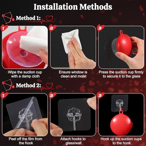 Lewondr 3Pcs Valentines Day Window Lights with 2 Lighting Modes, Red - Image 5