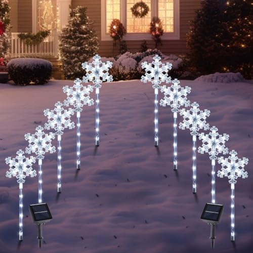 BRIGHTDECK Solar Christmas Snowflake Pathway Lights Outdoor Decor, 10 Pack by BRIGHTDECK