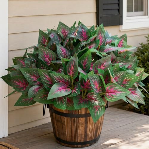 Artificial Plants Faux Coleus Greenery for Outdoor Outside Porch Planters by KAFDY