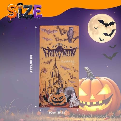 Halloween Decorations Pumpkin Skull Door Cover Decor for Indoor Outdoor Holiday Party Front Door Decoration - Image 4