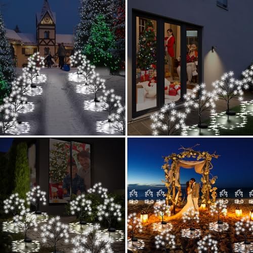 Upgrade Snowflake Solar Christmas Lights Outdoor - 2PACK 40LED Snowflake Pathway Lights for Outdoor Christmas Decorations,Waterproof Solar Garden Lights for Yard Xmas Party Decor(Cool White) - Image 2