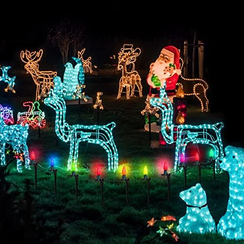 12 Inches Christmas Light Stakes Universal Yard Lawn Holiday Light Stakes C7 C9 String Lights Ground Stakes for Christmas Outdoor Lights Holders on Yards, Driveways, Pathways (50, Green) - Image 6