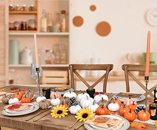 DearHouse 80Pcs Artificial Pumpkins Maple Harvest Fall Decoration, 30Pcs Fall Pumpkins and 50Pcs Maple Leaves for Autumn Thanksgiving Harvest Home Decor - Image 3