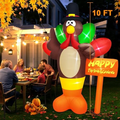 Danxilu Thanksgiving Inflatables 10 FT Giant Turkey Outdoor Decorations - Image 3