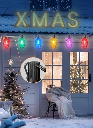 Minetom 2 Pack Solar Double C9 Strawberry Christmas Pathway Lights Outdoor -Total 32FT 20 LED C9 Christmas Lights Outdoor with Timer,8 Modes, Solar Christma Outside Decorations for Lawn, Multicolor - Image 5