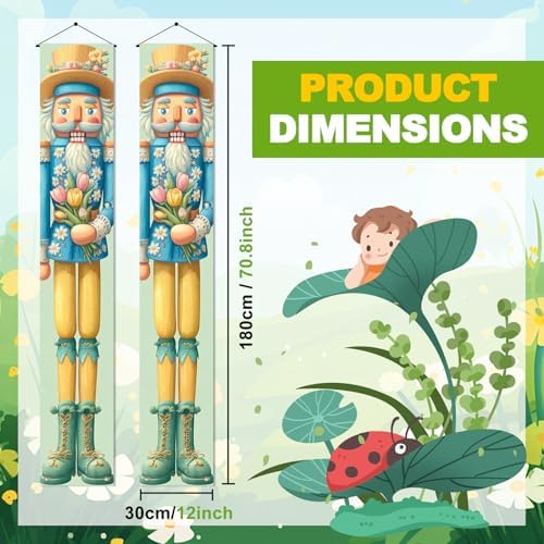 BlissYard Spring Nutcracker Door Banner Floral Hanging Banner Nutcracker Decor Tulip Bouquet Porch Banner Door Cover for Front Porch Wall Seasonal Holiday Home Decorations 12x72 Inch - Image 6