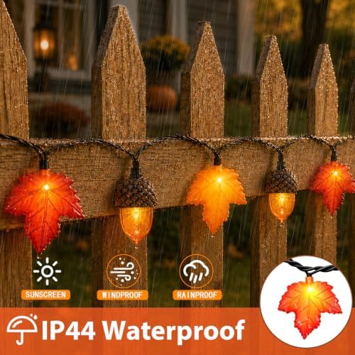 16.4FT 20 LED Fall Lights Battery Operated, Fall String Lights with 3D Acorns and 3D Maple Leaves LED Autumn Lights with Timer 8 Modes for Autumn Thanksgiving Indoor Outdoor Fall Decorations - Image 4