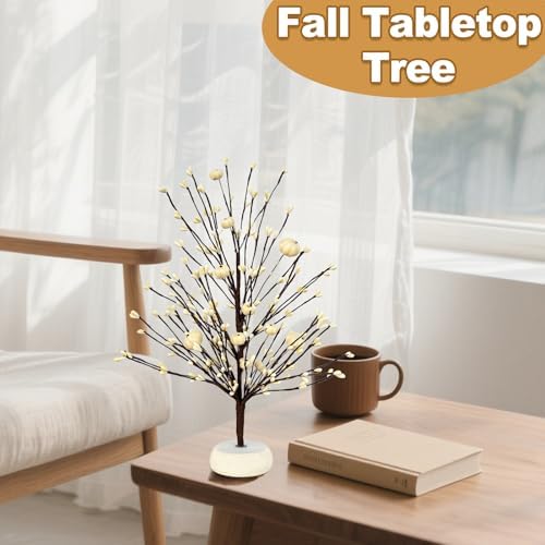2 Pack Fall Artificial Tree 15'' with White Pumpkins & Berries Fall Decor - Image 6