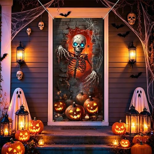 35.4" x 70.8" Halloween Door Cover, Haunted House Front Door Decor - Image 6