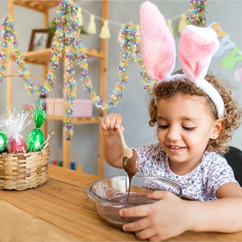 Easter Garland Decor,50Ft Glitter Tinsel Spring Garland Decorations for Tree Mantle Bedroom Office Classroom Party Indoor Outdoor Holiday Home Pink Yellow Blue Green White - Image 6