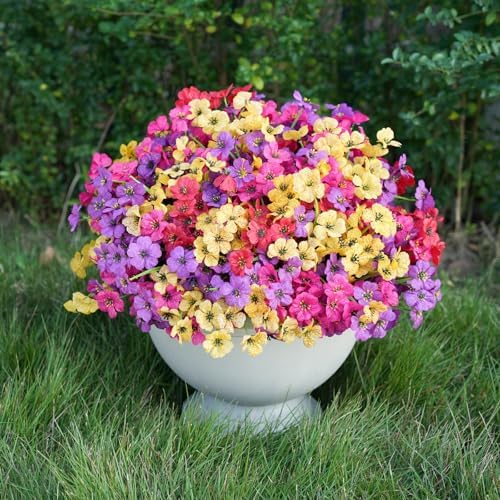 24 Bundles Artificial Flowers for Outdoor Faux Plants for Spring Summer Decoration, UV Resistant Realistic Silk Plastic Fake Flowers Garden Porch Patio Balcony Yard Front Home Decor by StymedecaArtificialFlowers