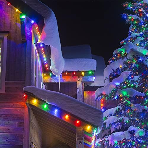 WATERGLIDE C6 Christmas Lights, 33ft 100 LED Faceted String Lights Green Wire Fairy Lights with 29V Safe Adaptor, 8 Lighting Mode, Waterproof for Indoor Outdoor Patio Xmas Tree Party Decor, Multicolor - Image 3