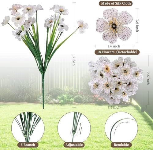 ColoPlay 24 Bundles White Artificial Flowers for Outdoors, Fake Flowers - Image 2