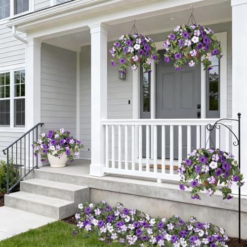 Ammyoo 4 Pcs Artificial Fake Petunia Flowers for Outdoor Decoration - Image 5