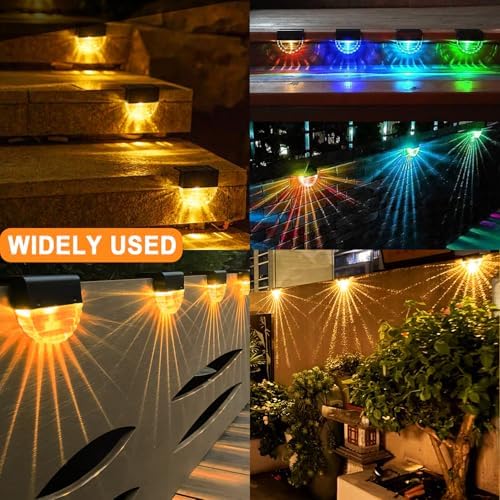 CREATESTAR Solar Fence Lights, Outdoor Deck Lights Solar Powered, IP65 Waterproof Solar Step Lights for Outside, Patio, Stairs, Garden, Pathway Decor, Warm White/Color Changing Lighting, 4 Pack - Image 2
