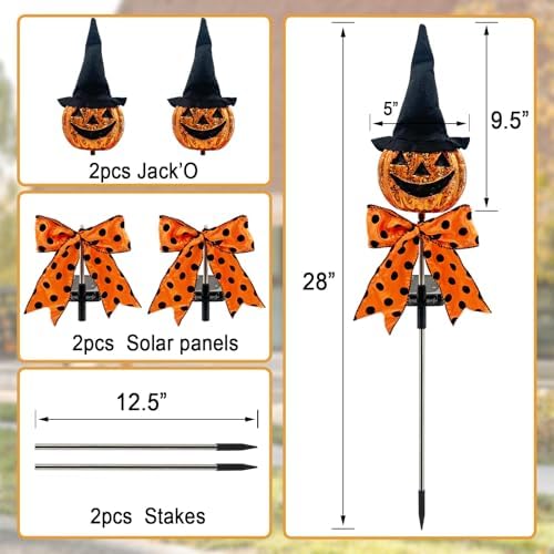 Halloween Decorations Outdoor,2 Pack Jack'O Solar Lantern Garden Stakes - Image 6
