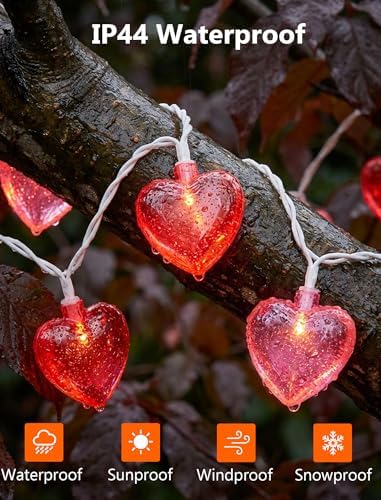 GOOTHY Heart String Lights, 8.5Ft Valentine's Day Decorations String Lights with 10 Pink and Red Heart Lights, Plug in Heart Fairy Lights for Bedroom Home Wedding Indoor Outdoor Valentine's Day Decor - Image 3