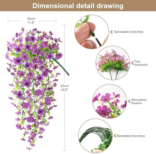 ZFProcess Artificial Fake Hanging Flowers Plants for Outdoor Spring Decor - Image 2