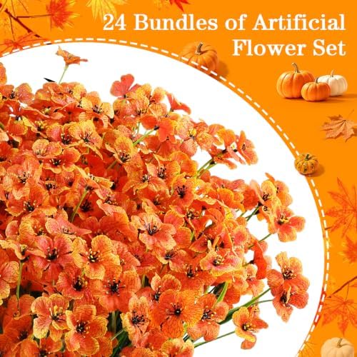 AGIRL Artificial Fall Flowers Fake Mums Outdoor,Faux Plant Porch Decor Home - Image 6