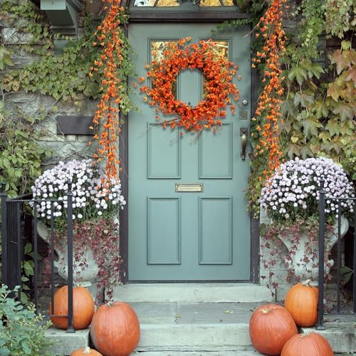 Artificial Bittersweet Garland for Fall Décor 60-Inch, Autumn Berries and Leaves for Thanksgiving, Halloween, and Wedding Decorations – Perfect for Mantels, Staircases, and Centerpieces - Image 4