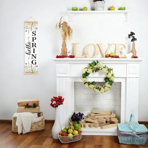 Hello Spring Porch Banner, Wildflower Hanging Door Banner, Seasonal Rustic Banners with Delicate Wildflowers, Hanging Decoration for Indoor Outdoor Home Farmhouse School Classroom Party Decor - Image 3