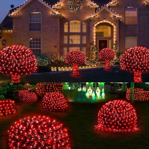 WBao Christmas Lights, 200LED 8.4ft x 5.2ft Net Lights Outdoor Mesh Light with 8 Modes, Timer, UL Certified, End to End Connectable, Waterproof for Lawn, Bushes Outdoor Christmas Decorations, Red - Image 5