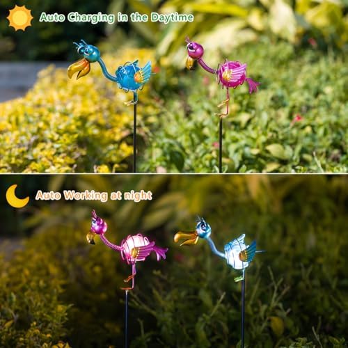 Flamingo Outdoor Solar Lights,2Pack Decorative Solar Stakes - Image 4