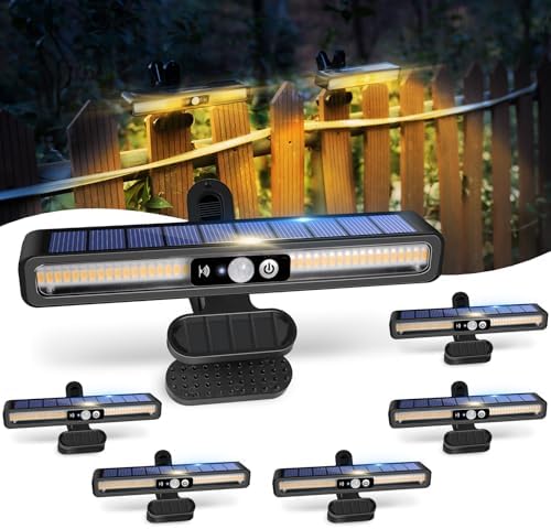 Clip On Solar Lights Outdoor with PIR Motion Sensor (Black ,6 Pack ,3000K) by SunlightEncounter