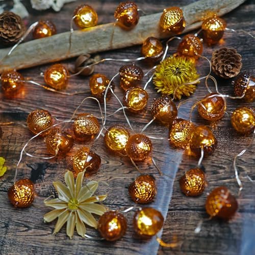 Acorn String Lights 10FT 30LED USB Power – Realistic 3D Acorn with Diamond Cut Design, Durable 0.45mm Copper Wire, Warm White Fairy Lights for Bedroom Harvest Mantel Rustic Garland Dorm Table Decor - Image 4