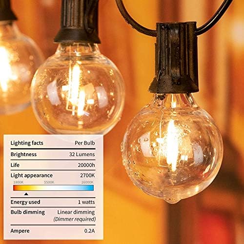 50FT LED Outdoor String Lights with 27 G40 Bulbs (2 Spare) Connectable Yard Hanging Lights for Party Tents Patio Gazebo Porch Deck Bistro Backyard Balcony Pergola Outside Decor - Image 3