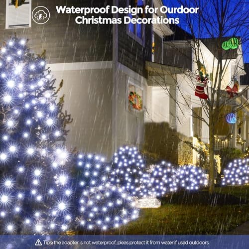 WBao Outdoor Christmas Lights, 360LED 11.5ft x 6.9ft Net Lights with 8 Modes, Timer, UL Certified, End to End Connectable, Waterproof for Lawn, Bushes, Trees Outdoor Christmas Decorations, Cool White - Image 5