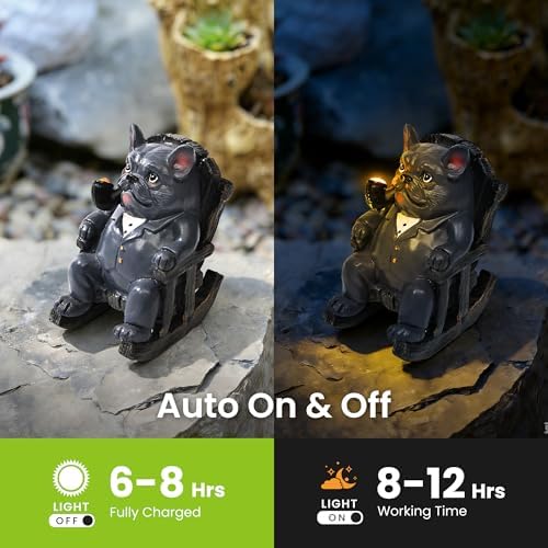 SOWSUN Solar Garden Decor Outdoor Miniature Dog Statue for Patio Yard - Image 2