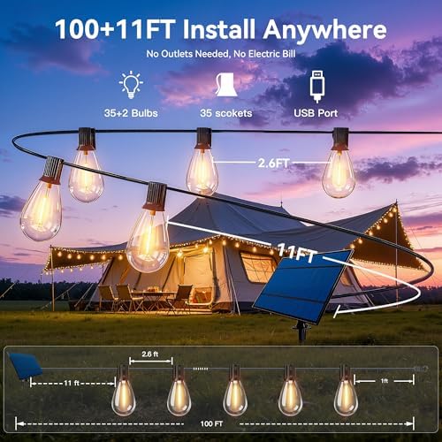 Ollny S11 100FT Solar String Lights Waterproof Dimmable for Backyard - Image 3