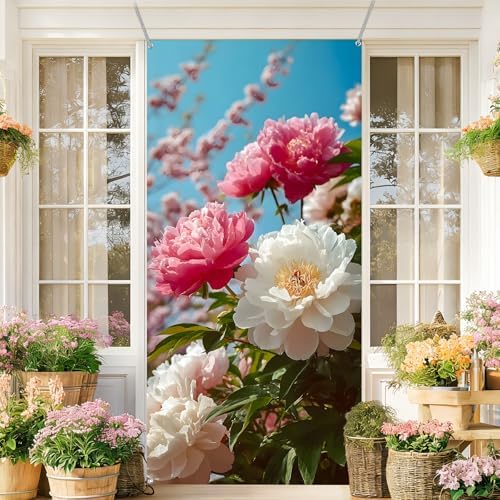 Front Door Covers Decorative, Spring Flower Design Door Curtain 70.8 x 35.4 Inch for Porch Outdoor Indoor Home Decor (Colorful-251) - Image 6