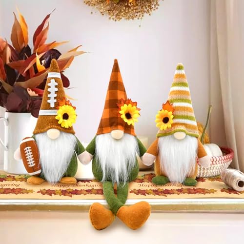 Fall Decorations for Home 3 Pack Fall Football Gnome Decor - Image 5
