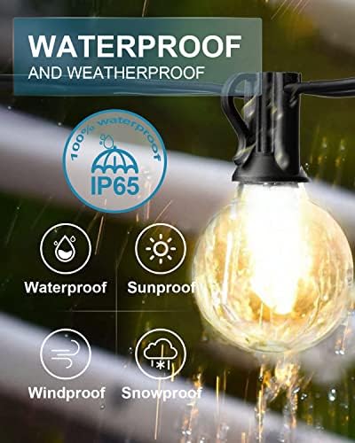 Lightdot LED Outdoor String Lights 50FT Patio Lights with 16 Shatterproof G40 Vintage Edison Bulbs, Outside Hanging Light Waterproof for Porch, Deck, Garden, Backyard, Balcony, Dimmable - Image 3