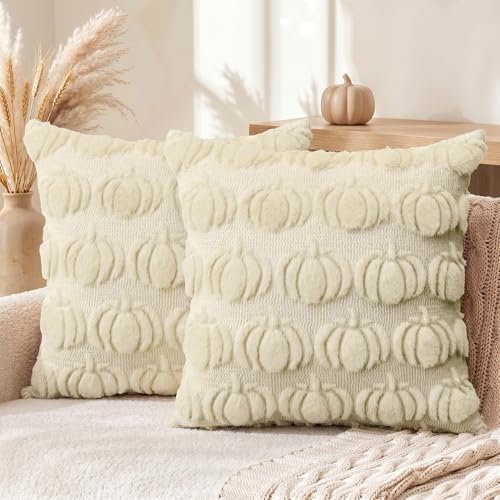 AVOIN colorlife Beige Fall Pumpkin Throw Pillow Covers 20x20 Inch by AVOINcolorlife