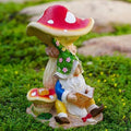 Solar Garden Outdoor Statues Gnome Reading Under Mushroom with 5 LED Lawn Decor Outside Decorations for Patio, Balcony, Yard Ornament Unique Garden Gift by NATASE
