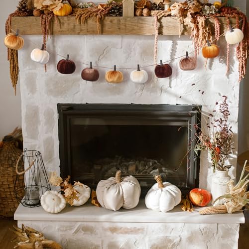 Mindsoft 8.2 ft Fall Pumpkins Garland Halloween Velvet Pumpkin - Image 6