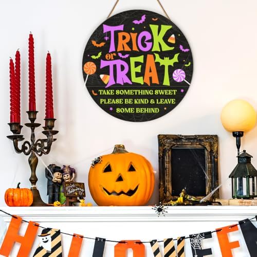 Trick or Treat Halloween Candy Sign Halloween Door Decor for Home - Image 4
