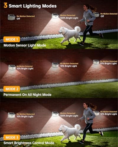 Aootek Solar Motion Sensor Lights Outdoor 120 LEDs, White, 4 Pack - Image 3