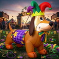 Leyndo 5.3 ft Mardi Gras Inflatable Outdoor Decorations Mardi Gras Dachshund Dog Inflatable Blow up Dachshund Dog with Built-in LED Lights for Holiday Party Indoor Outdoor Garden Lawn Yard Decoration by Leyndo