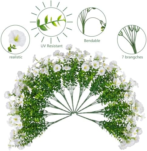 24 Bundles Artificial Morning Glory Flowers for Outdoors, White - Image 4
