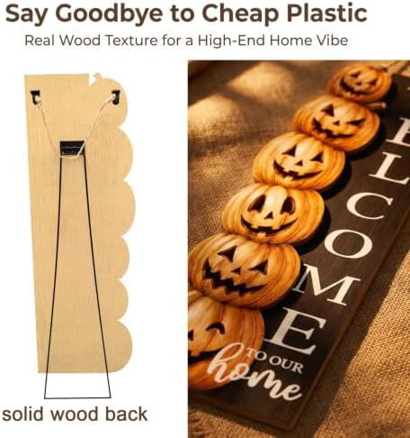 Halloween Welcome Sign for Front Door 41.5"×12.5" Spooky Pumpkin Yard Decor - Image 3