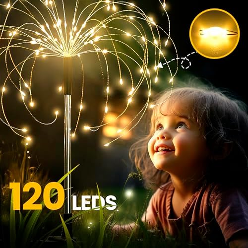 GIGALUMI 6 Pack Solar Firework Lights Outdoor, Garden Decor, Warm White - Image 6