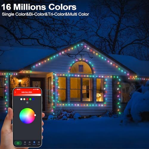 Smart C9 Christmas Outdoor Lights, 66FT 100 LED APP Remote Control String Lights, DIY Chasing Xmas Lights, RGB Color Changing with Timer & Music Sync for Holiday Xmas Tree Decoration - Image 3