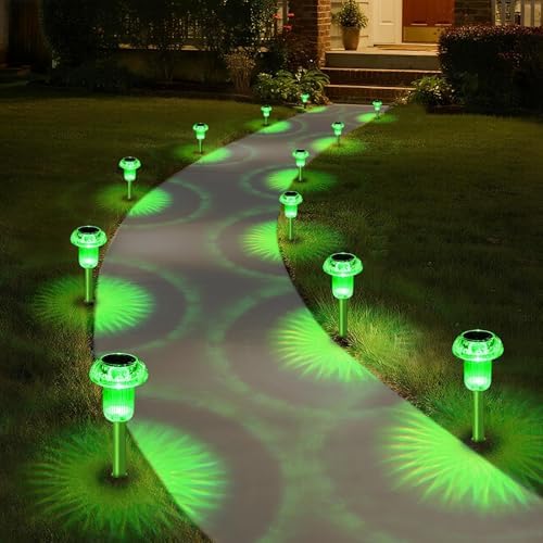 Priddop Solar Lights Outdoor Waterproof 8 Pack LED Green Stake Mushroom by Priddop