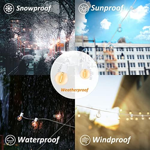 White String Lights Outdoor 200FT Led Globe G40 Patio Lights for Outside with 104 Shatterproof Bulbs Bistro Lights for Wedding Gazebo Pergola, White Wire String Lights 2Pack x 100FT - Image 3